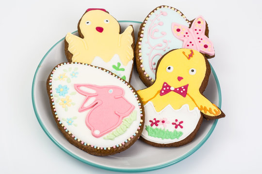 Easter themed cakes on a white background