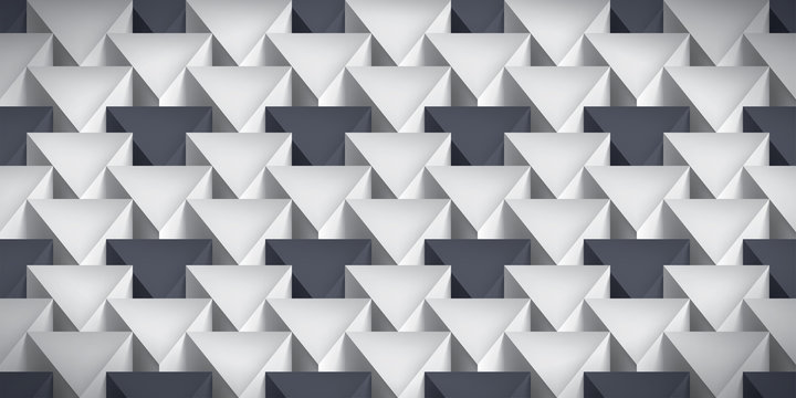 Realistic texture, volume triangles, gray geometric pattern with dark accents, vector design 3d wallpaper