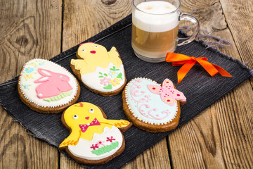 Easter gingerbread cookies with icing