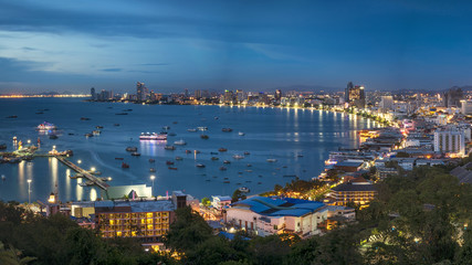 Pattaya city at night, Chonburi province, Thailand
