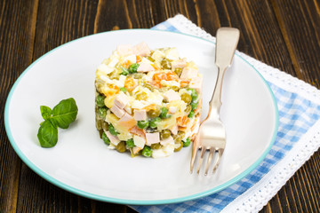Salad of boiled vegetables with mayonnaise