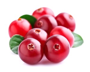 Cranberries with leafs.