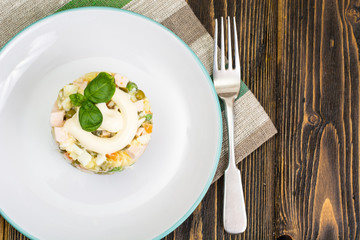 Salad of boiled vegetables with mayonnaise