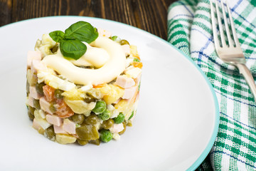 Salad of boiled vegetables with mayonnaise