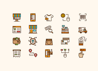 e-commerce business icons set.
