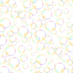 Colorful Foam Bubbles Seamless Pattern on White Background