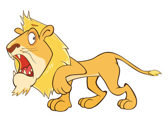  Illustration of a Funny Yellow Lion. Cartoon Character