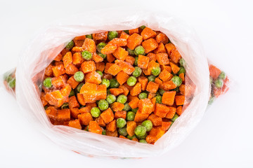 Frozen vegetables in plastic bags