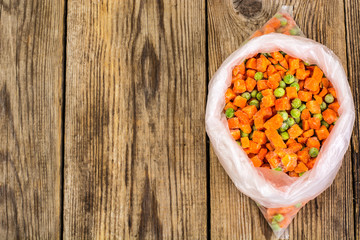 Frozen vegetables in plastic bags