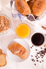 Breakfast with croissants.