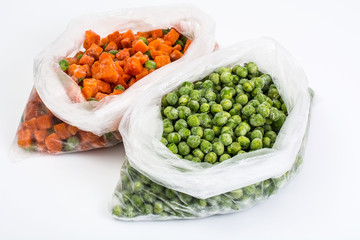 Frozen vegetables in plastic bags