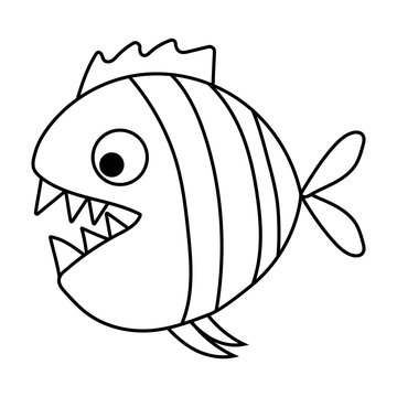 recommend clip art: Cute cartoon piranha with sharp teeth