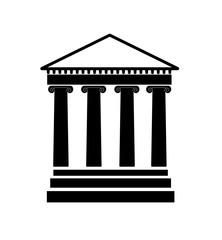 Vector silhouette image of a classical style facade with columns 