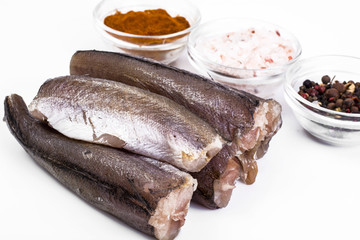 Gutted carcasses of fish