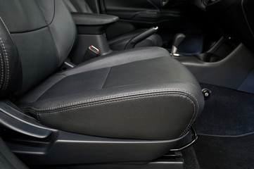 Leather car seat. Interior detail.