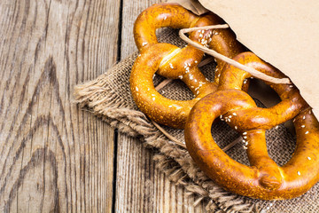 Pretzels  with salt: traditional snack for beer