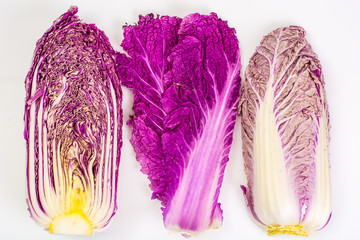 Red Chinese cabbage on a light  background