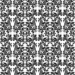 Damask Seamless Vector Pattern in Black and White colors. Elegant Design in Royal Baroque Style. Floral and Swirl Element. Ideal for Textile Print and Wallpapers.
