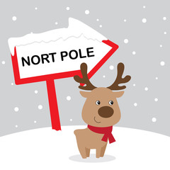 Cute reindeer going to nort pole