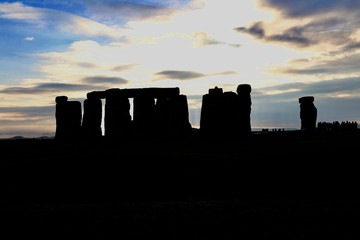 ストーンヘンジ　夕日