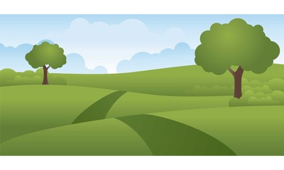 Green Hills Landscape Vector Illustration