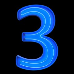 Numbers count neon tubes 3d illustration