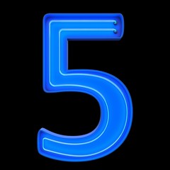 Numbers count neon tubes 3d illustration