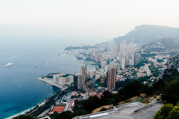 Fototapeta na wymiar View of Monaco from the grand corniche road, Monaco France