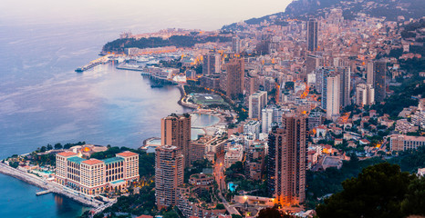 Fototapeta na wymiar View of Monaco from the grand corniche road, Monaco France