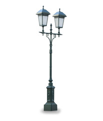 Old vintage stret lamp isolated over white
