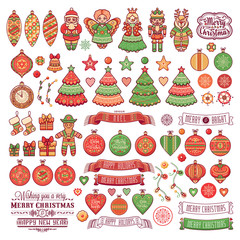 Christmas decorations for invitations and greeting cards. 