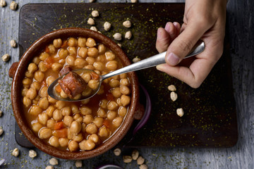 spanish cocido madrileno, stew typical of madrid