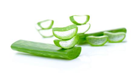 aloe vera fresh leaf isolated on white background