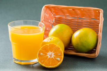 Fresh Tangerine orange fruit and juice,healthy food