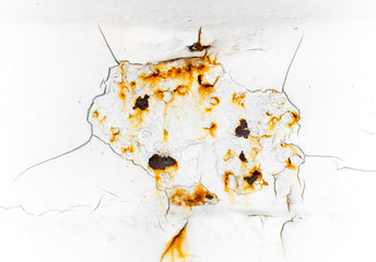 white background texture of Rusted steel and crack.