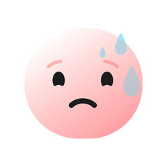 Fototapeta premium Sad Emoji with Sweat Drops Vector