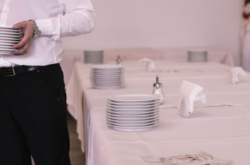 table set for wedding or another catered event dinner.