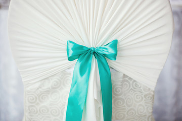 Wedding Banquet in the restaurant, the Tiffany color. Table. Cha