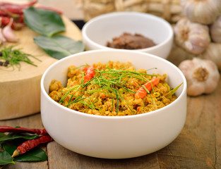 Spicy pork with herb,Thais cuisine