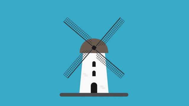 Windmill. Seamless loop animation in full HD resolution.