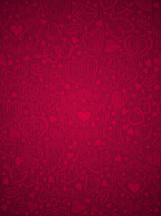 Fototapeta na wymiar Red patterned background with valentine hearts, vector 