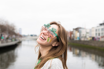 Beautiful Young Woman During St Patrick's Day in Dublin Ireland