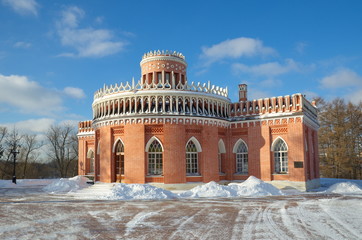 Moscow, Russia - January 25, 2017: The Museum-reserve "Tsaritsyno". The Third cavalry building