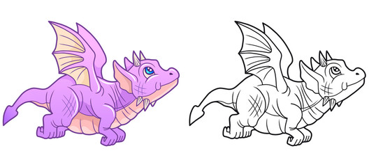 small cute dragon began its first flight
