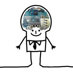 Cartoon Big Brain Man - cyber human
