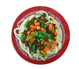 Puy lentil bolognese with pasta