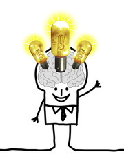 Cartoon Big Brain Man - lights and ideas