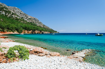 Pebble beach Mourtia on the aegean island Samos 