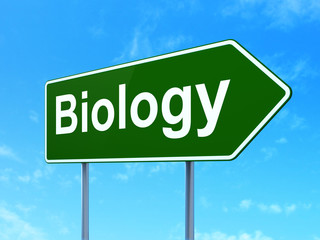 Science concept: Biology on road sign background