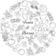 Fruits and Berries Round Set